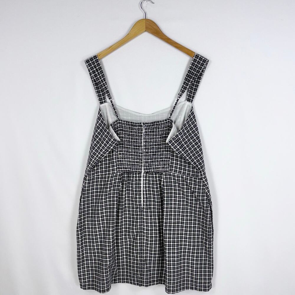 Abercrombie & Fitch Women's Plaid Woven Mini Dress XL Black White Wide Strap - Picture 5 of 15